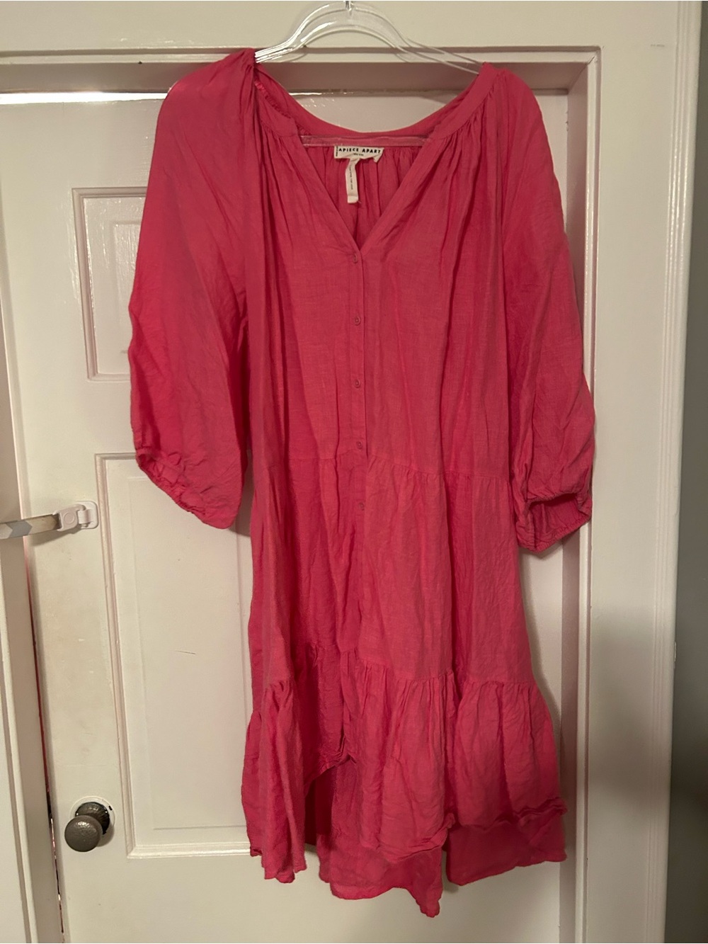 Apiece Apart Hot Pink Tiered Mini Dress